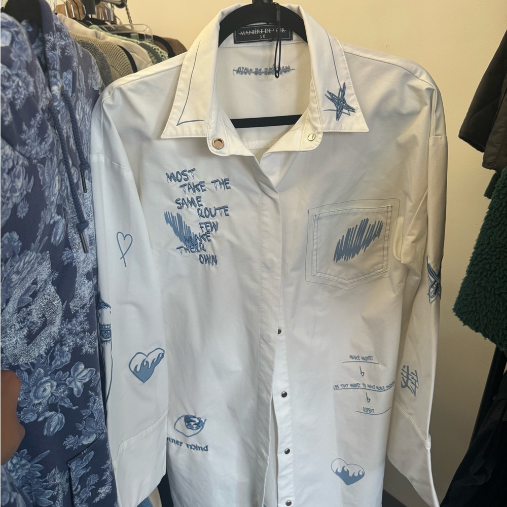 Manire De Voir embellished button down shirt dress